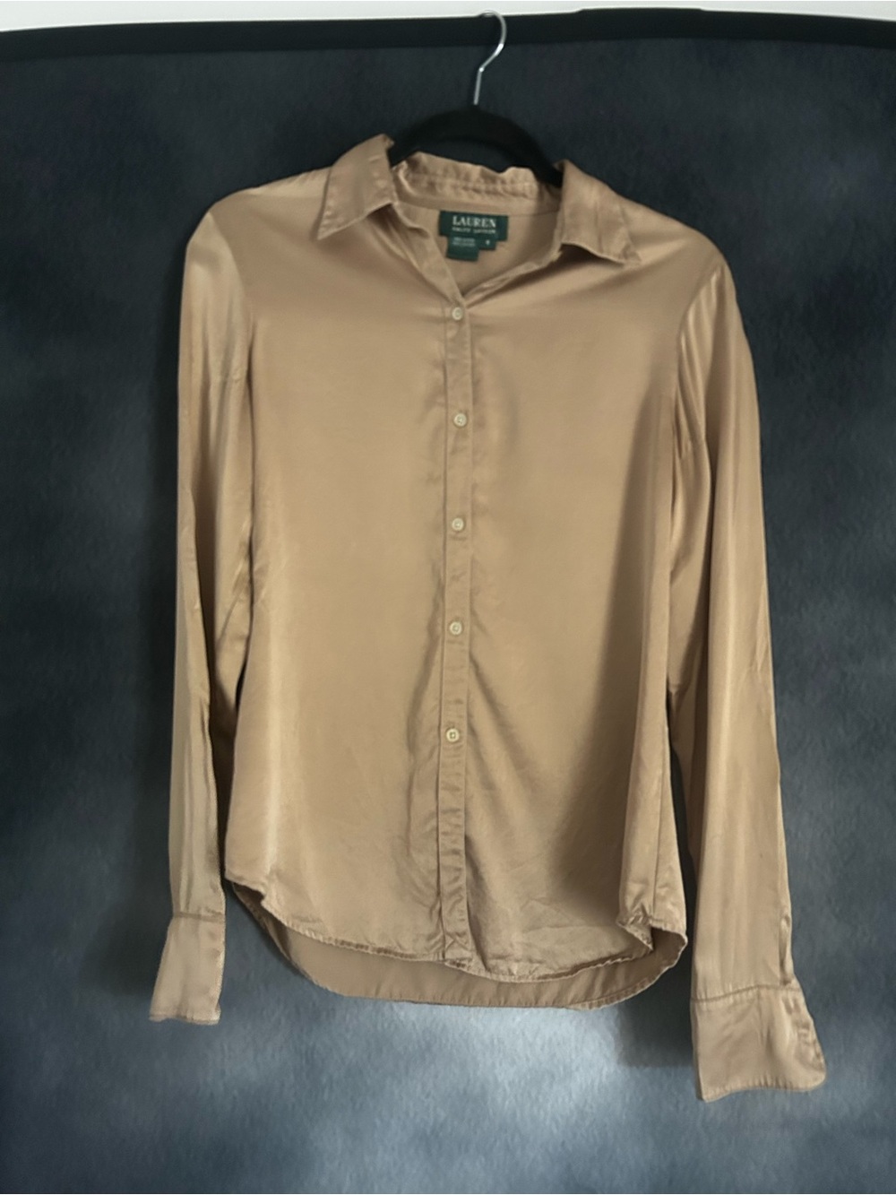 Lauren Ralph Lauren Golden Tan 100% silk Button-Up Shirt